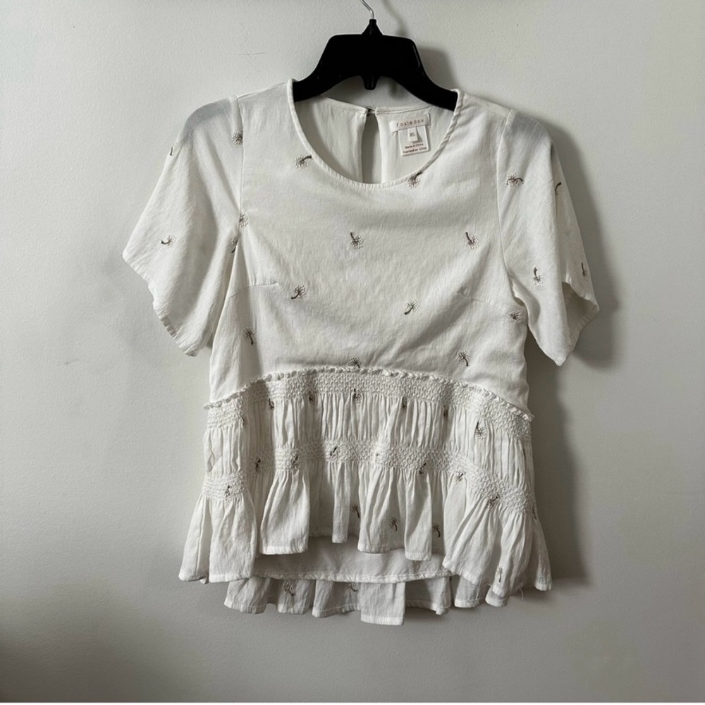 ANTHROPOLOGIE | Women’s Floral Short Sleeved Summer Blouse Size XSmall